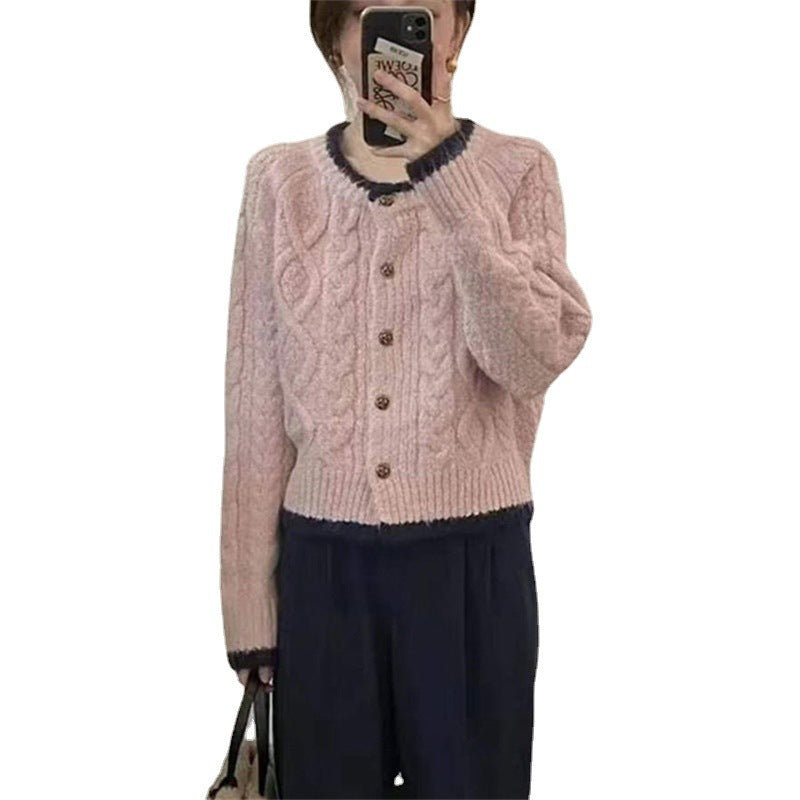 Damen Grobstrickcardigan mit dekorativem Zopfmuster und eleganten Knöpfen Drune
