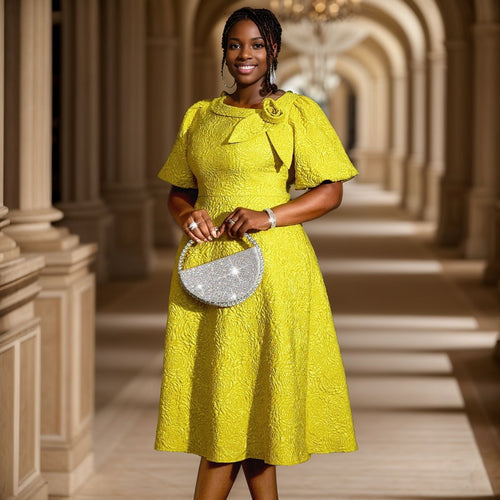 Damen Kleid mit elegantem Blumendruck und dekorativer Schleifenverzierung Drune