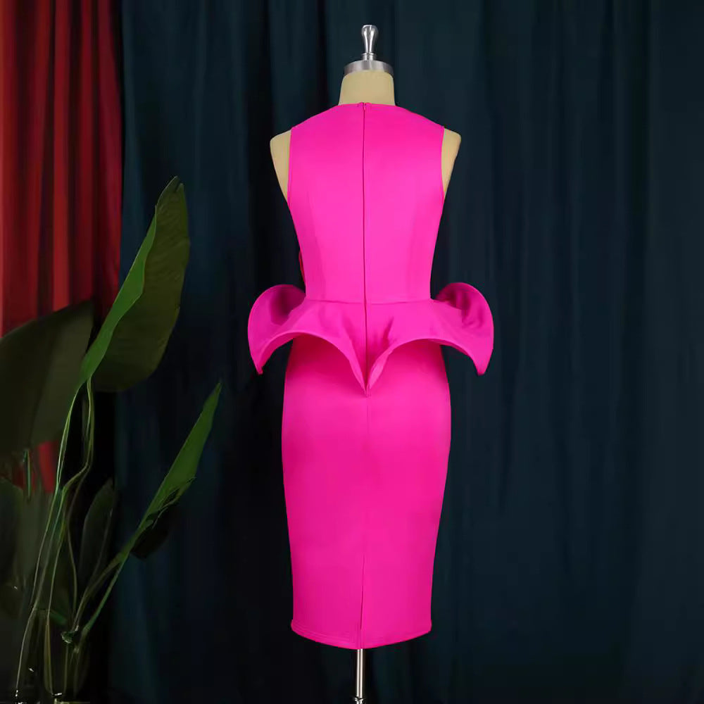 Damen Cocktailkleid mit kunstvollem Blumenapplikation Drune