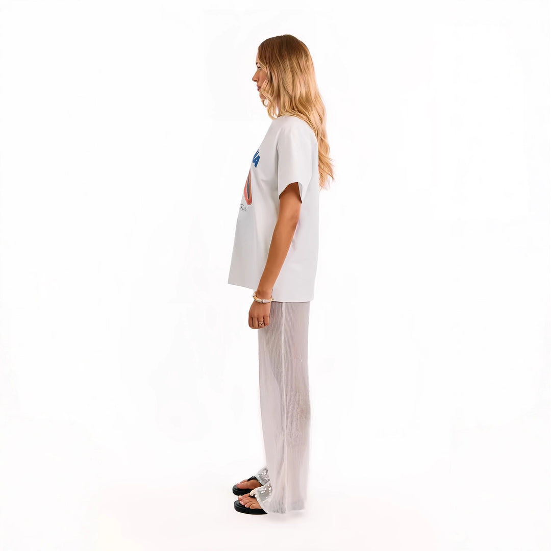 Damen Elegante Pailletten-Hose mit transparentem Chiffon und weitem Schnitt Drune