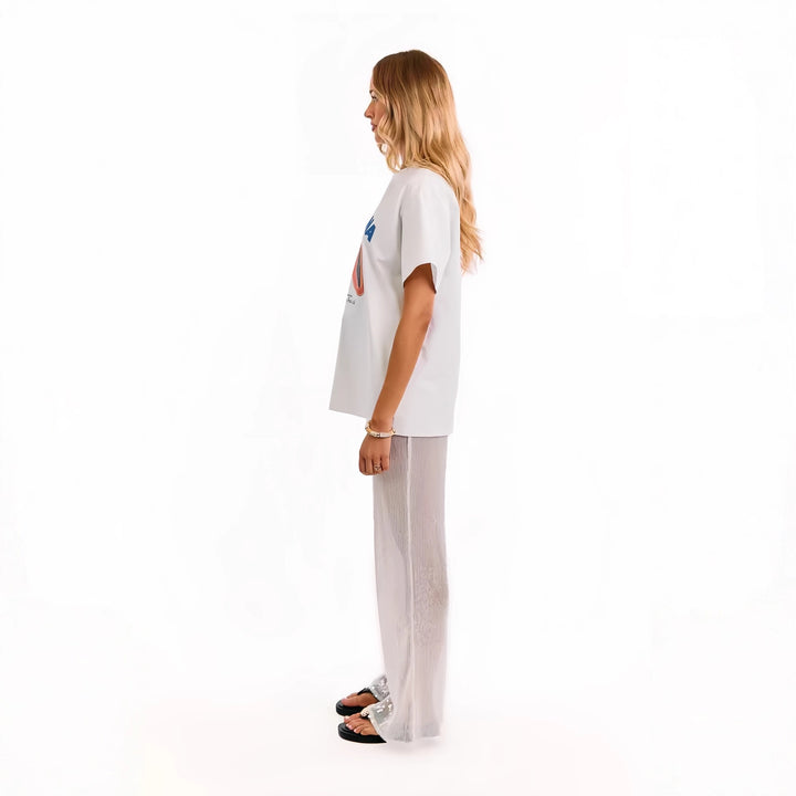 Damen Elegante Pailletten-Hose mit transparentem Chiffon und weitem Schnitt Drune