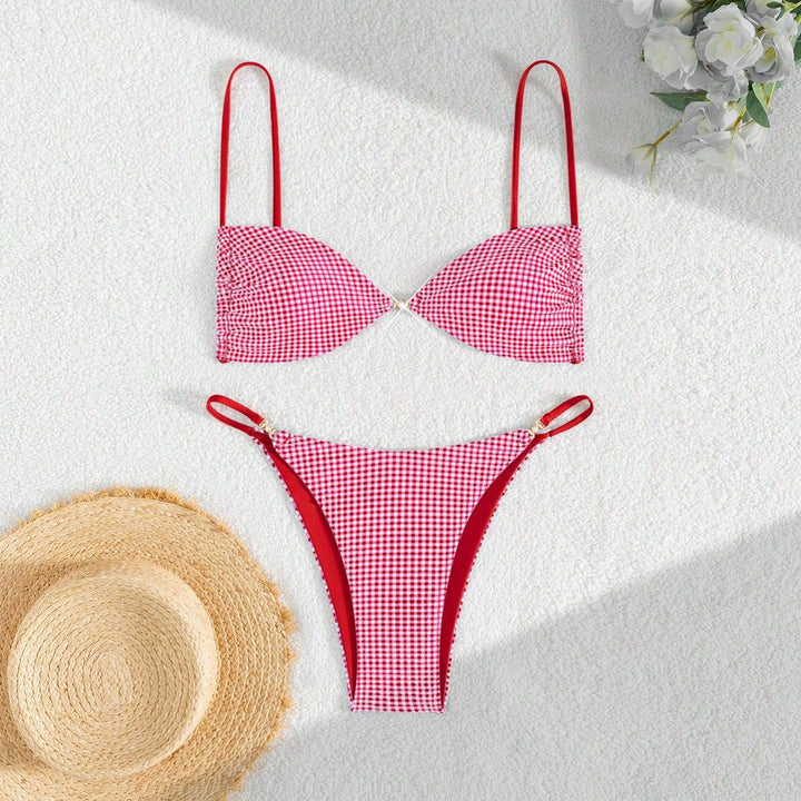 Damen Leopardenmuster Bikini-Set mit verstellbaren Trägern Drune