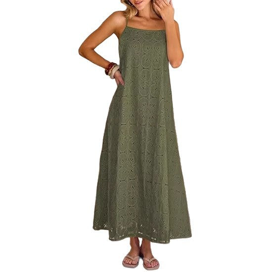 Damen Maxikleid mit filigranem Lochmuster Drune