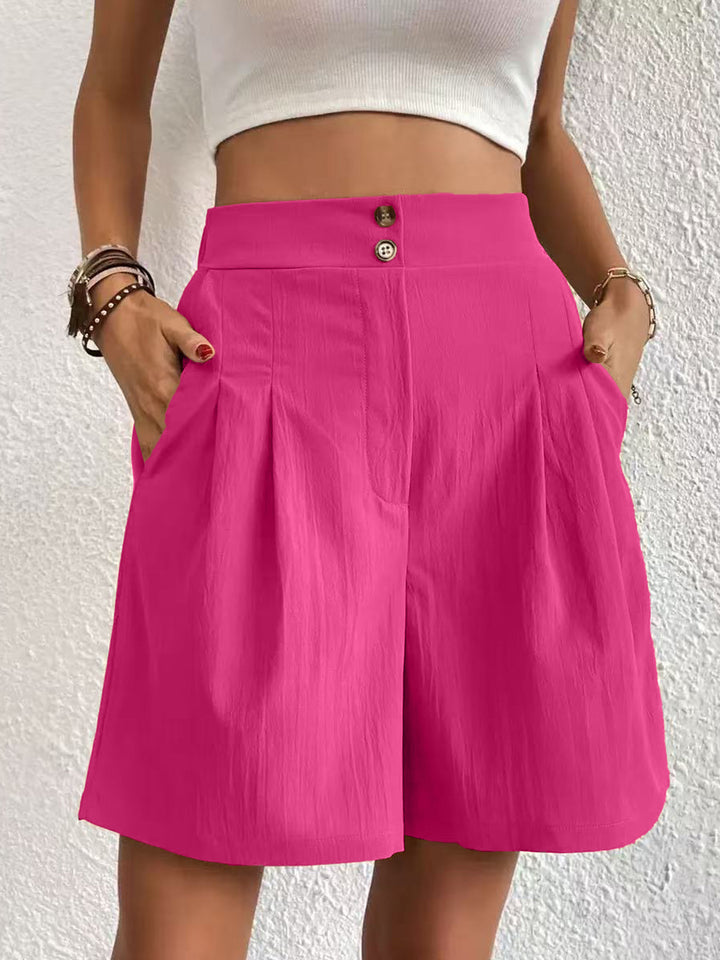 Damen modische weite Shorts mit Bundfalten Drune