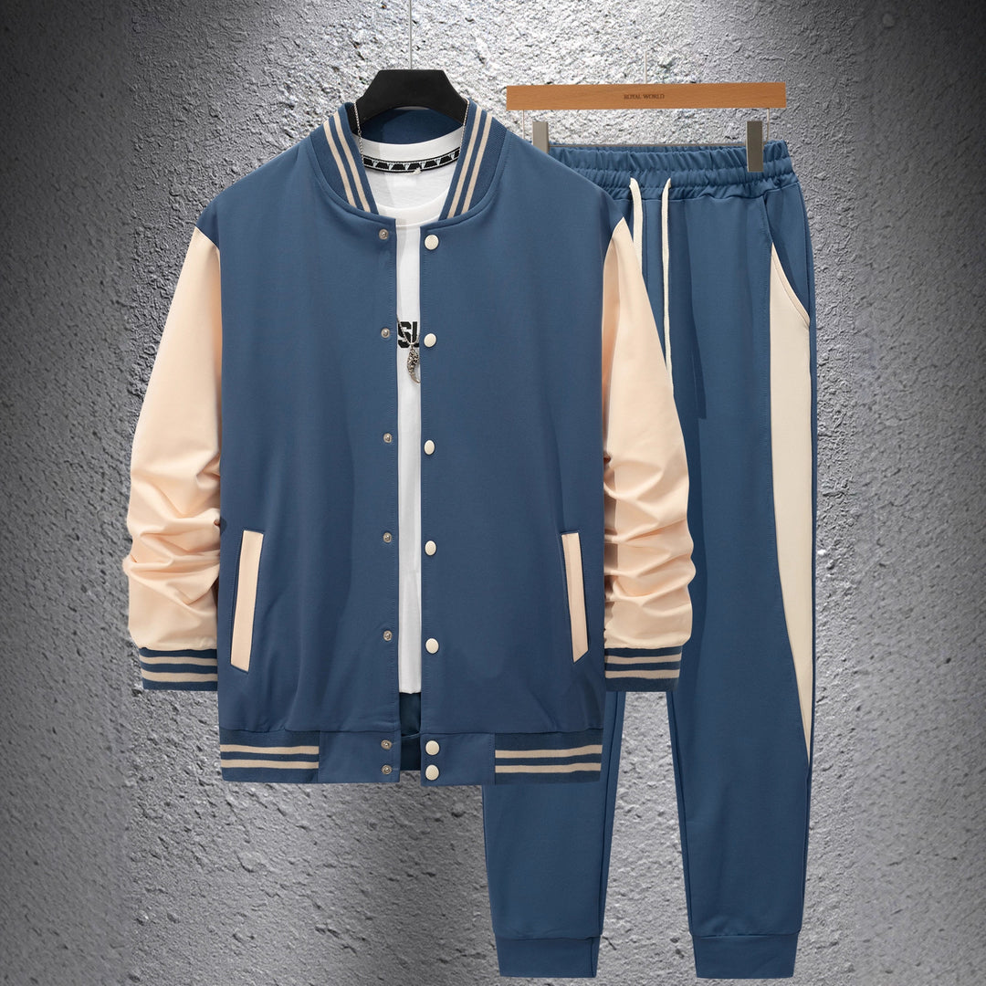 Herren nan College-Trainingsanzug aus Baumwollmischung mit gesteppter Collegejacke und tapered Jogginghose Drune