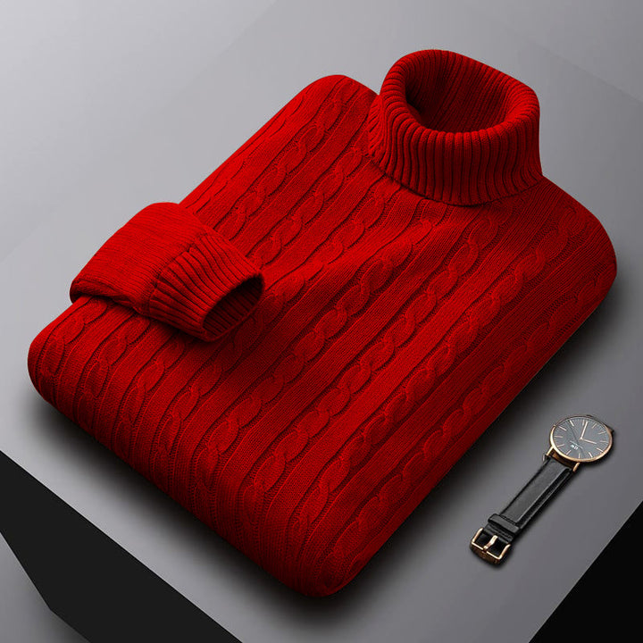 Herren nan grob gestrickter Rollkragenpullover mit Zopfmuster und wärmender Strickstruktur Drune
