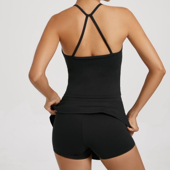 Damen Sportliches Tanktop mit kombiniertem Minirock Drune