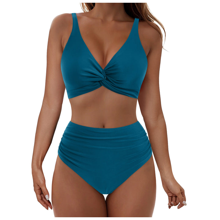 Damen Hochtailliertes Bikini-Set mit elegantem Wickeloberteil Drune