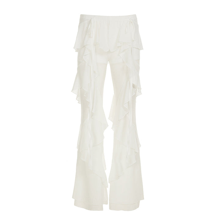 Damen Rüschenhose mit elastischem Bund und transparentem Design Drune