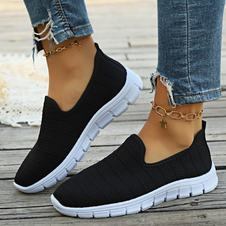 Damen Slip-On Sneakers mit atmungsaktiver Oberflächenstruktur und rutschfester Sohle Drune