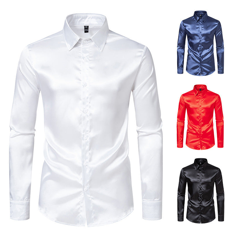 Herren Elegantes und glänzendes Langarmhemd mit innovativer Textur Drune