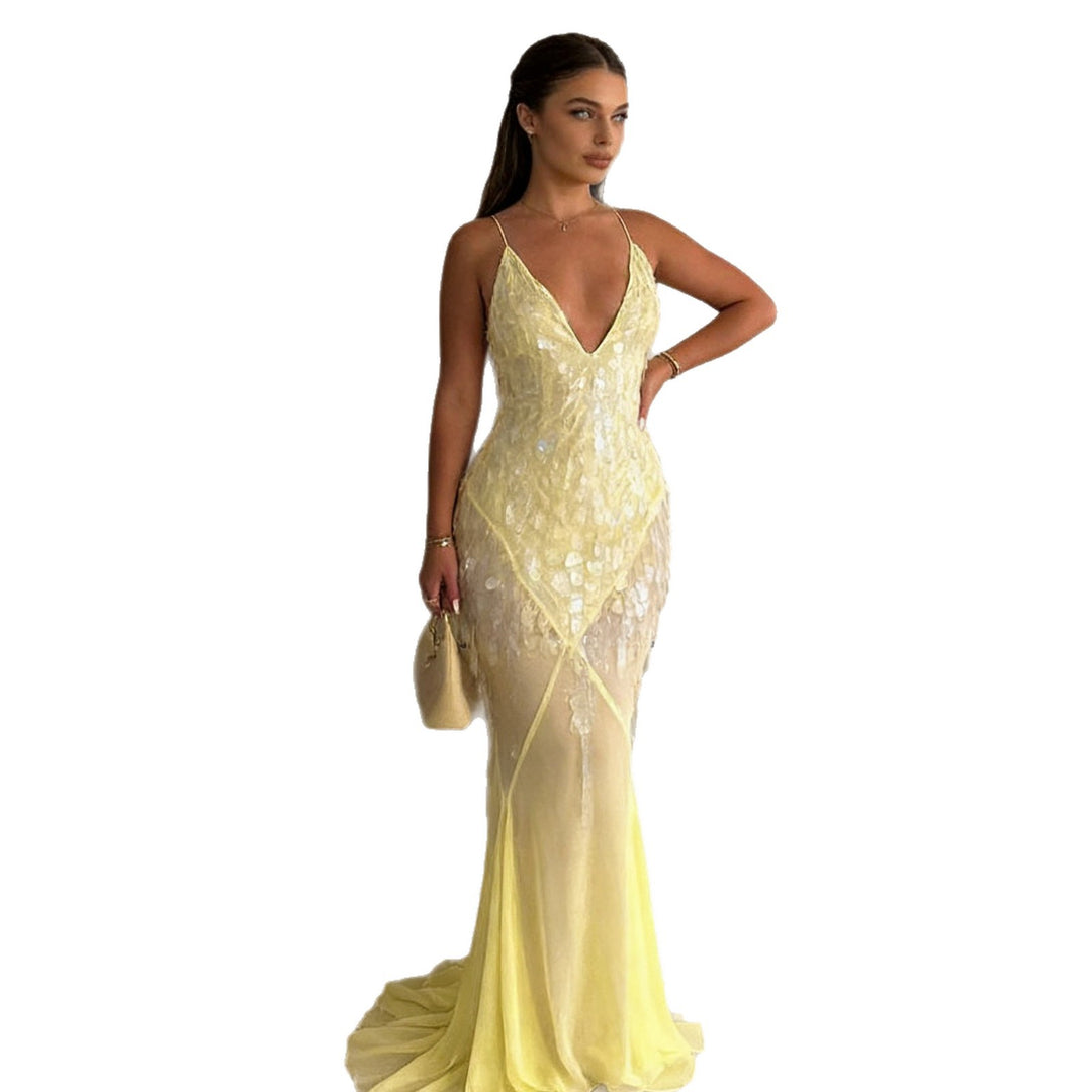 Damen Elegantes Abendkleid mit funkelnden Details und asymmetrischem Schnitt Drune