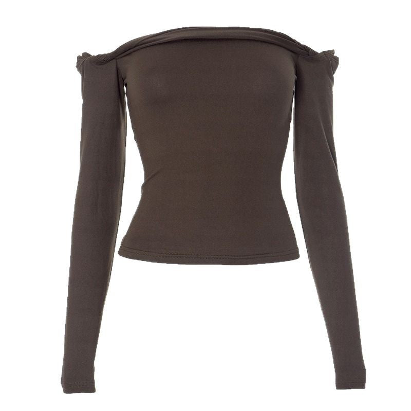 Damen Offshoulder Langarmshirt mit eleganten Drapierungen Drune