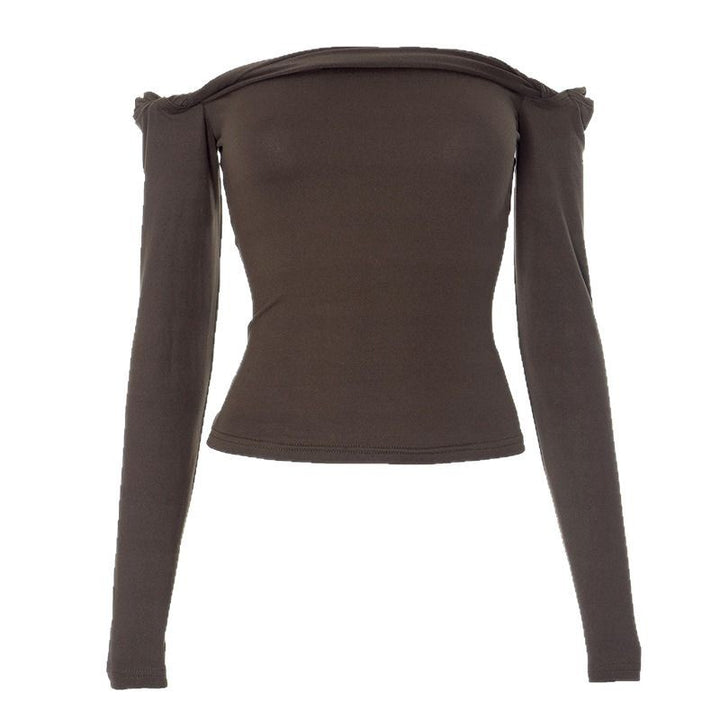 Damen Offshoulder Langarmshirt mit eleganten Drapierungen Drune