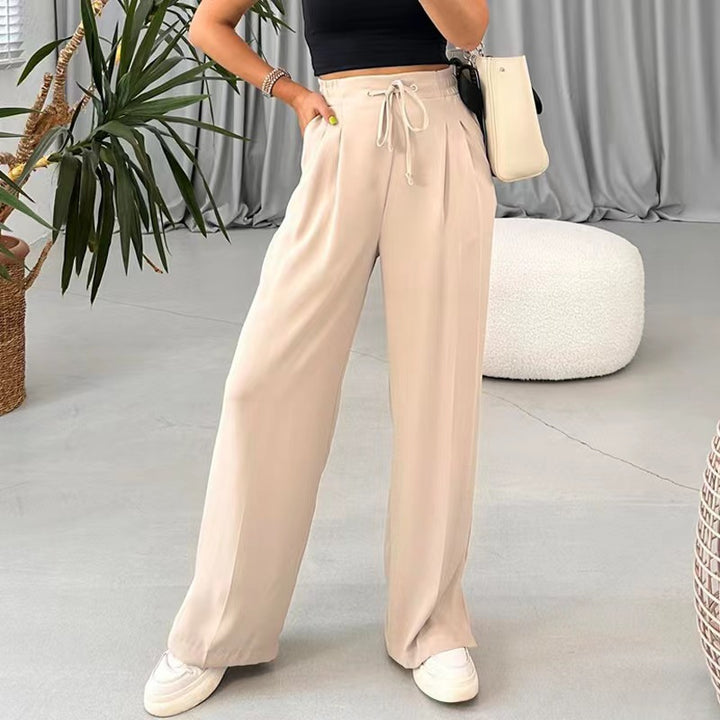 Damen Weite Freizeithose mit elastischem Bund und verstellbarem Kordelzug Drune