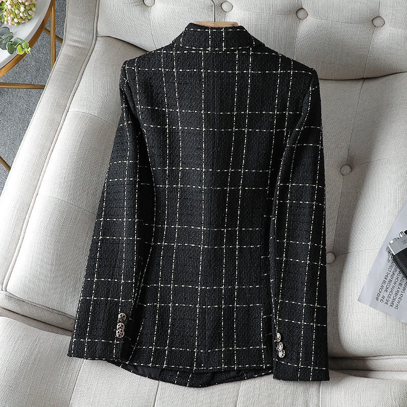 Drune | Blazer Taillierte Passform Strukturiertes Tweed Doppelreihig mit Knöpfen