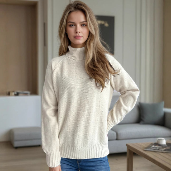Damen Strickpullover mit hochgeschlossenem Kragen und strukturiertem Muster Drune