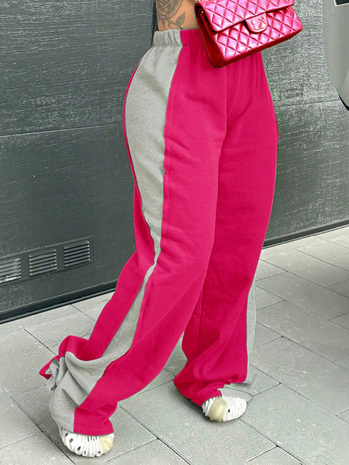 Damen lässige Sporthose mit farbigen seitlichen Einsätzen und elastischem Bund Drune