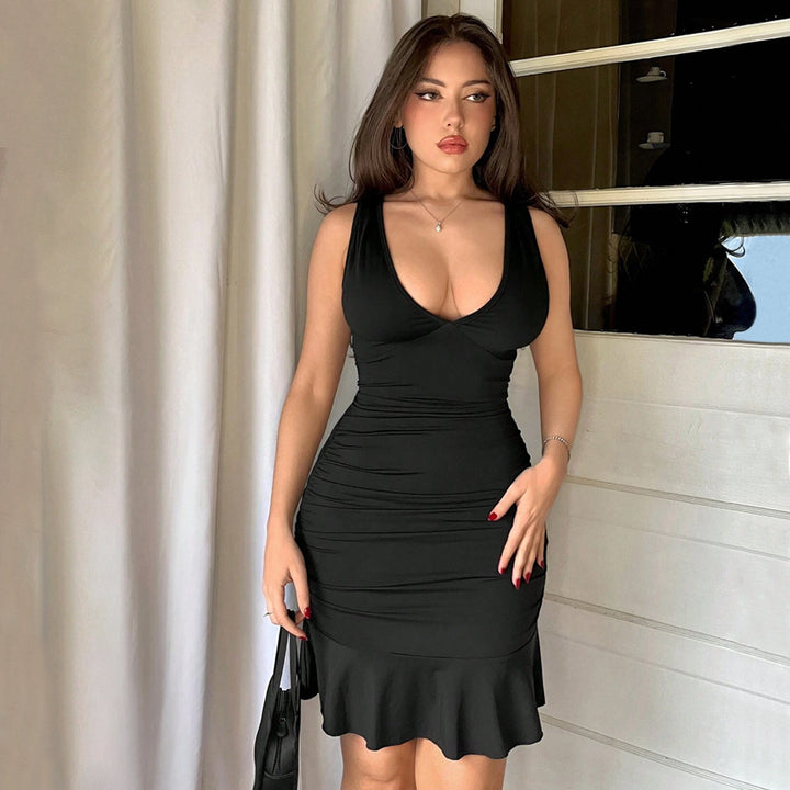 Damen Wickelkleid mit figurschmeichelndem Design und Rüschensaum Drune