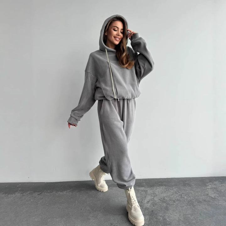Damen gemütliches Fleece-Jogginganzug-Set Drune