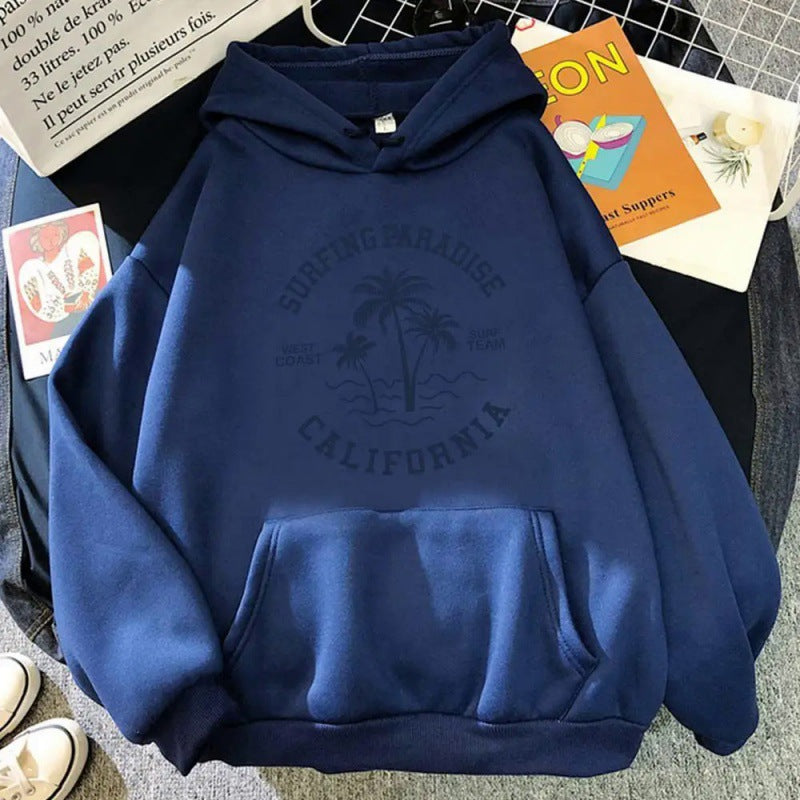 Damen Kapuzenpullover mit lässigem Surf-Motiv und hochwertiger Baumwollmischung Drune