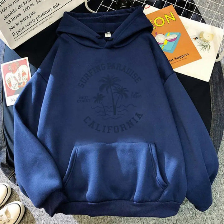 Damen Kapuzenpullover mit lässigem Surf-Motiv und hochwertiger Baumwollmischung Drune