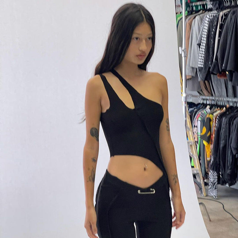 Damen asymmetrischer Jumpsuit mit modischem Cut-Out und eleganter Taillierung Drune