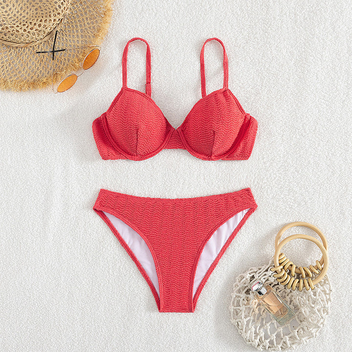 Damen Push-Up-Bikini mit stylishen Texturen Drune