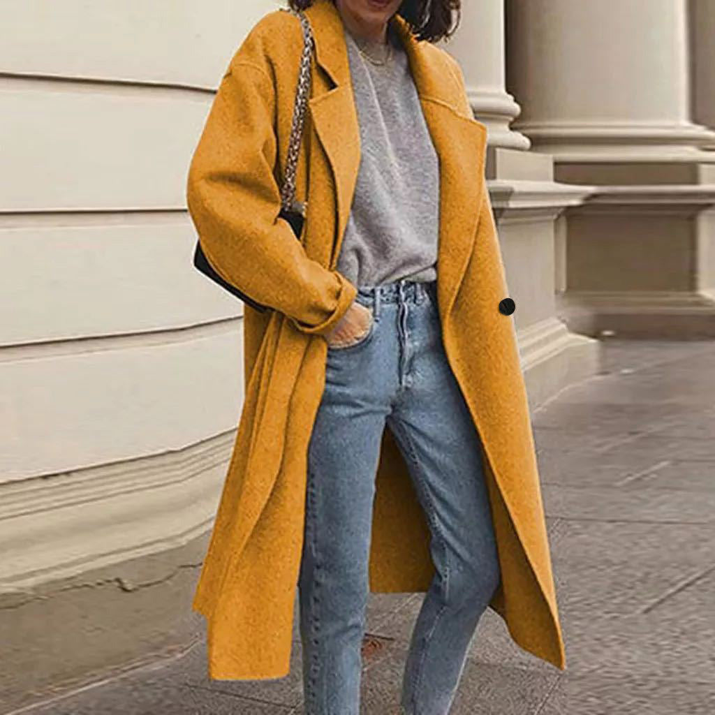 Damen Oversized Wollmantel mit klassischem Revers und modischem Schnitt Drune