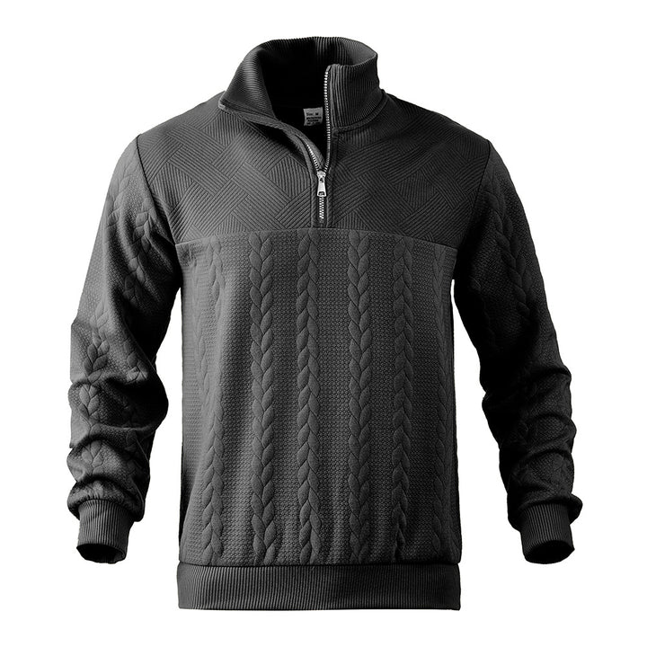 Herren Pullover mit strukturierter Optik und hohem Kragen Drune