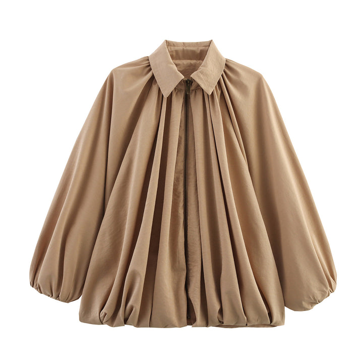 Damen leichtes Oversized-Blusenshirt mit Rüschendesign Drune