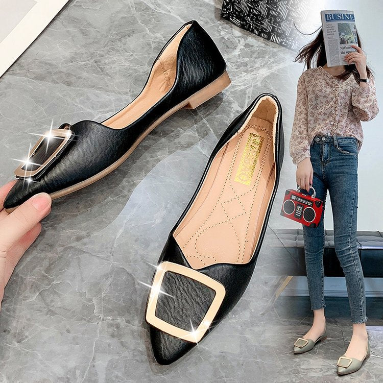Damen elegante Ballerinas mit modischem Schnallen-Detail Drune