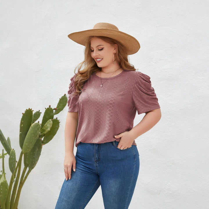Damen Elegantes Blusenshirt mit Puffärmeln und Strukturmuster Drune