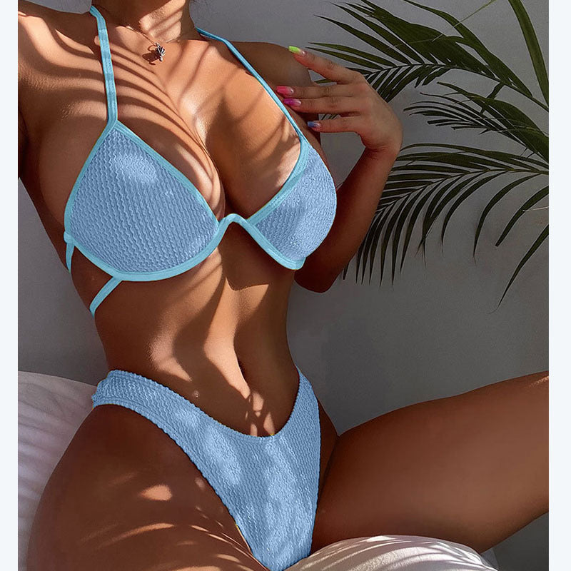 Damen Triangel-Bikini mit strukturiertem Oberteil und hoher Taille Drune