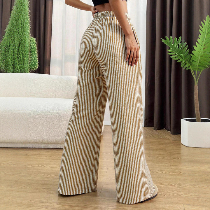Damen lässige hohe Bundhose mit gestreiftem Design Drune