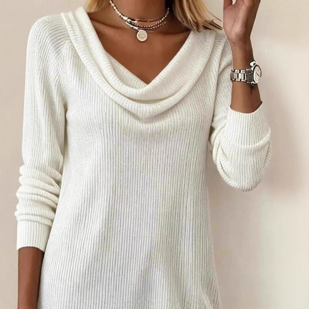 Damen Strickkleid mit weitem Halsausschnitt und langen Ärmeln Drune