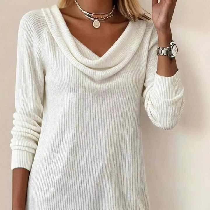 Damen Strickkleid mit weitem Halsausschnitt und langen Ärmeln Drune