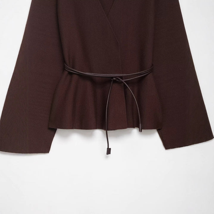 Damen Wickelbluse mit Taillengürtel und lässigem Drapierungsdesign Drune