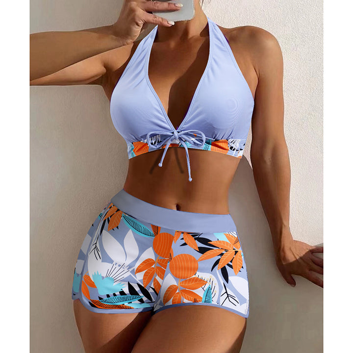 Damen Triangel-Bikini-Set mit hohem Bund und floralem Muster Drune