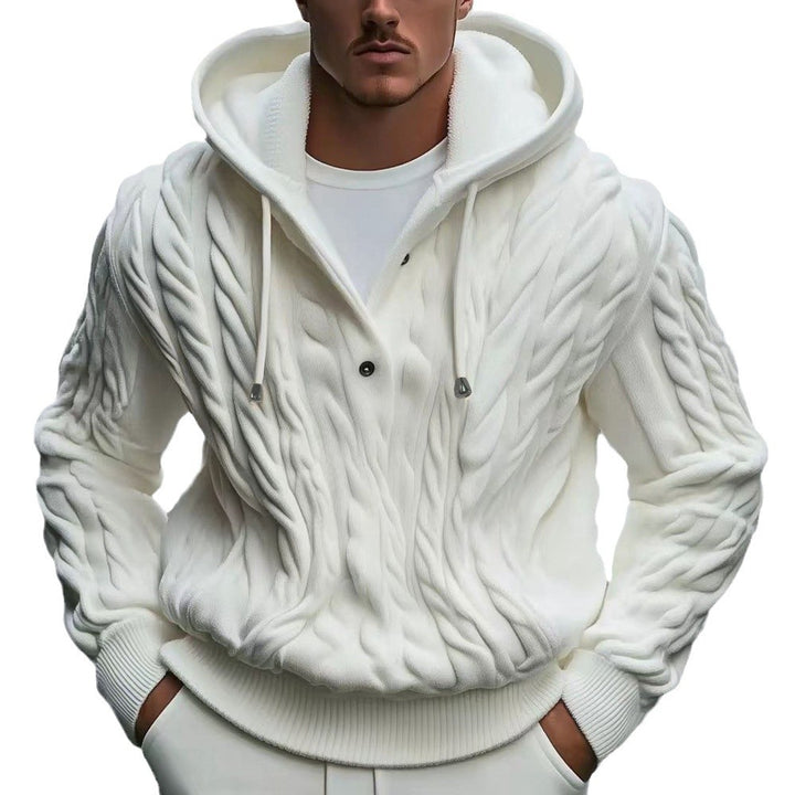 Herren Strickpullover mit Kapuze und strukturiertem Zopfmuster Drune