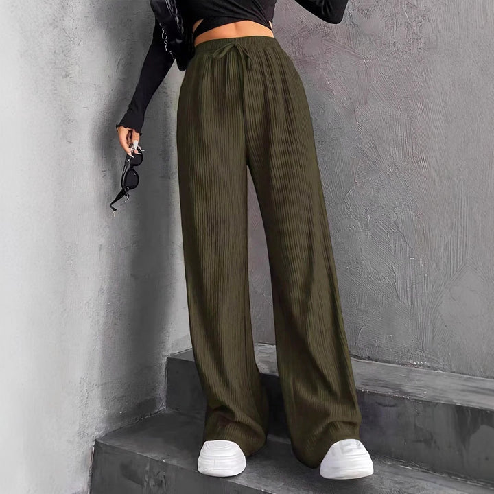 Damen weite Pünktchenhose mit elastischem Bund und schickem Plissée Drune