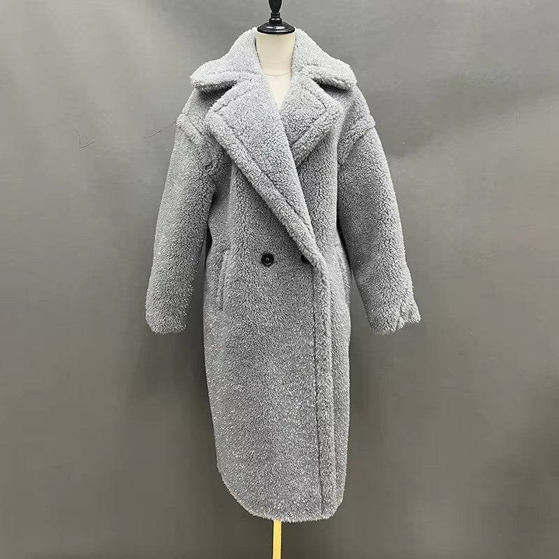 Damen Fleece-Mantel mit doppelter Knopfleiste und trendigem Schnitt Drune