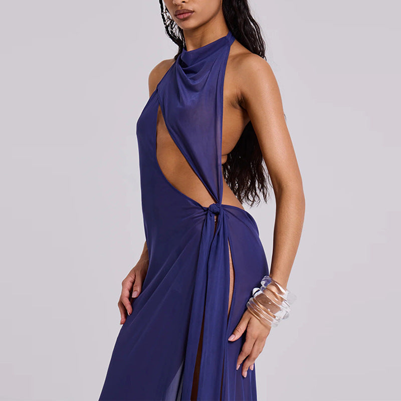 Damen Elegantes Cut-Out Maxikleid Drune
