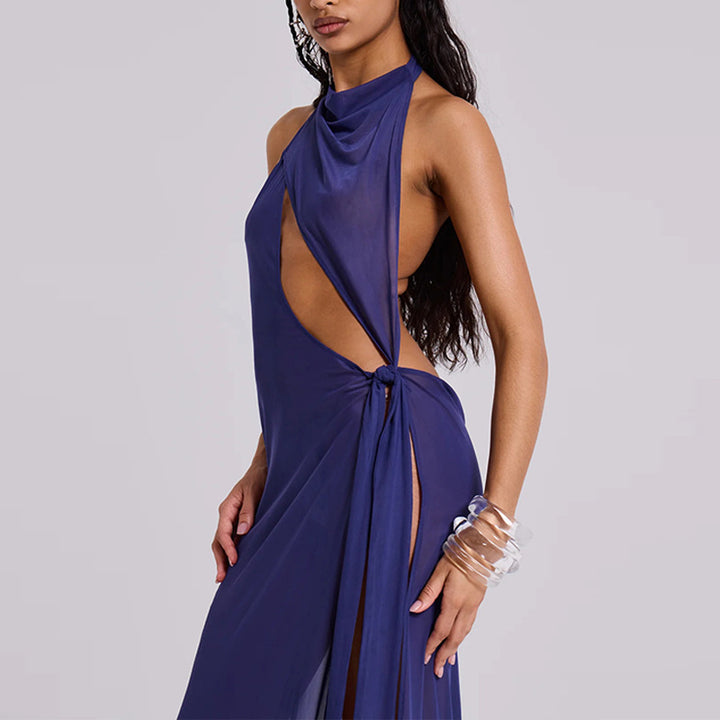 Damen Elegantes Cut-Out Maxikleid Drune