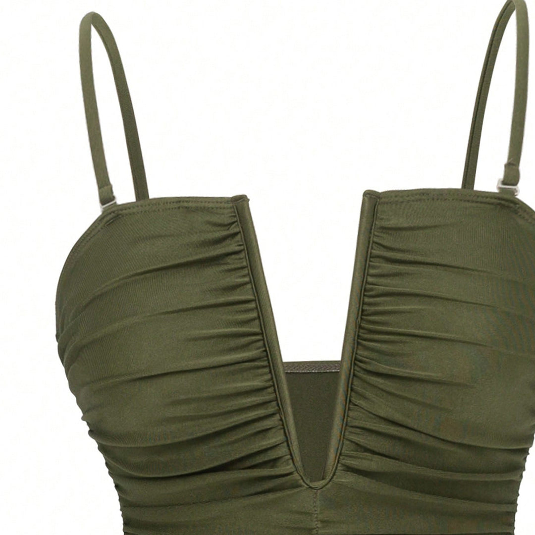 Damen One-Piece Badeanzug mit elegantem Wickelrock Drune