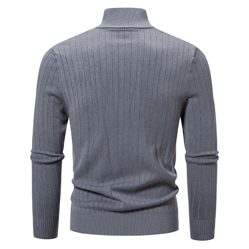 Herren eleganter Feinstrickpullover mit Stehkragen und Reißverschluss Drune