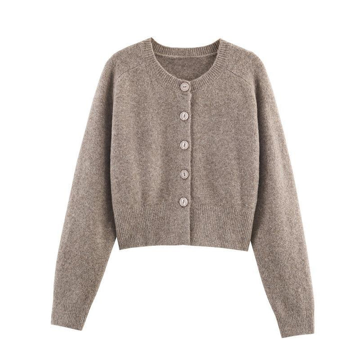 Damen kuschelige Strickjacke mit Knopfverschluss und Raglanärmeln Drune