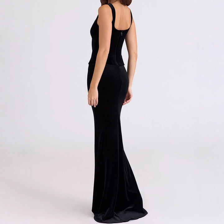 Damen Figurumspielendes Maxikleid mit elegantem Schnitt Drune