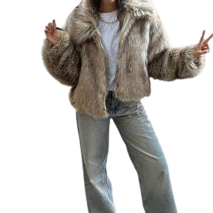 Damen kuschelige Teddy-Jacke mit modischem Schnitt Drune