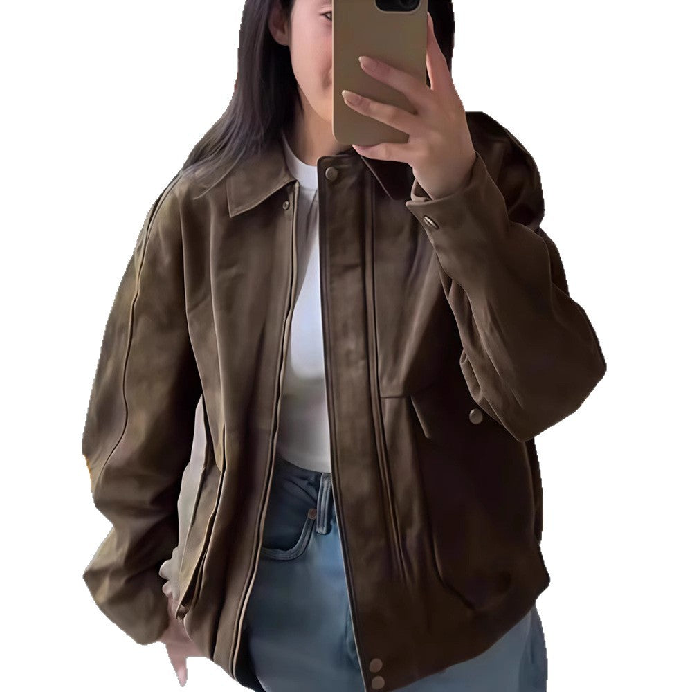 Damen Kunstlederjacke im lässigen Biker-Stil mit dezenten Ziernähten Drune